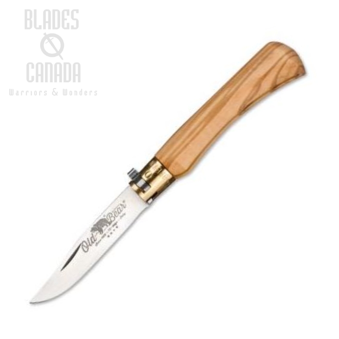 (image for) Antonini Old Bear Medium Folding Knife, Stainless, Olive Wood, ANT930719LU